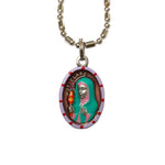 Saint Clare of Assisi Medal Necklace - Hand-painted on Italian Silver by Saints For Sinners