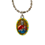 Saint Damien of Molokai Medal Necklace - Hand-painted on Italian Silver by Saints For Sinners