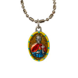 Saint Damien of Molokai Medal Necklace - Hand-painted on Italian Silver by Saints For Sinners
