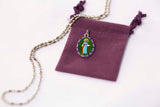 Saint Dymphna Miraculous Medal - Hand-Painted on Italian Silver by Saints For Sinners