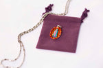 Our Lady of Fatima Blessed Mother Miraculous Medal - Hand-Painted on Italian Silver by Saints For Sinners