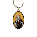 Sacred Heart of Jesus Football Medal - Hand-Painted on Italian Silver by Saints For Sinners